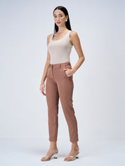 Earnest Striped Mid Rise Pants-Brown/White