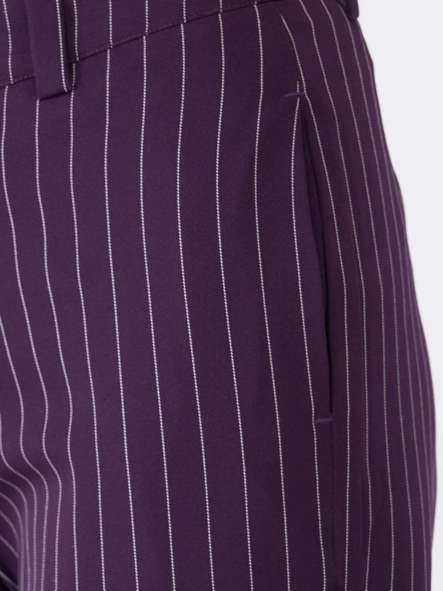 Tirana Striped Mid Rise Straight Trousers-Purple/White