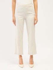 Liberal-Off White Stripes Striped Formal Side Zip Pant - Off White & White