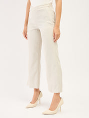 Liberal-Off White Stripes Striped Formal Side Zip Pant - Off White & White