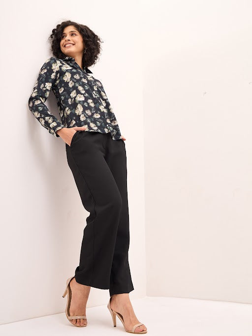 Vapor High Rise Pleated Front Pants - Black