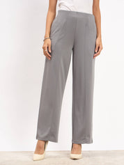 Fanny Pull on Straight Pants - Grey