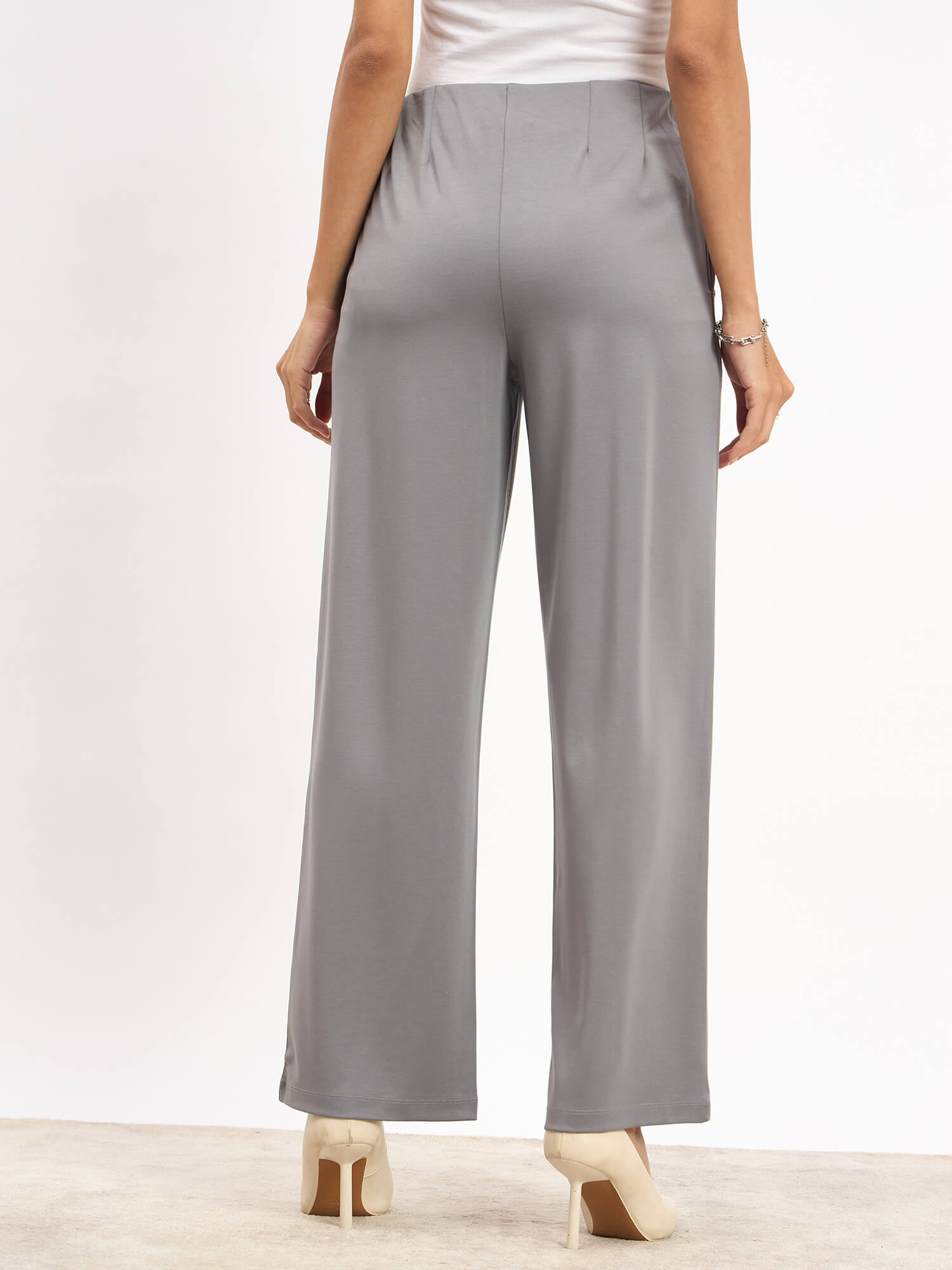 Fanny Pull on Straight Pants - Grey