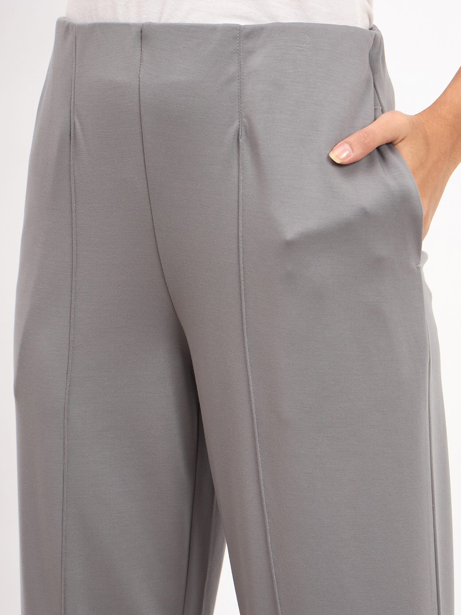 Fanny Pull on Straight Pants - Grey