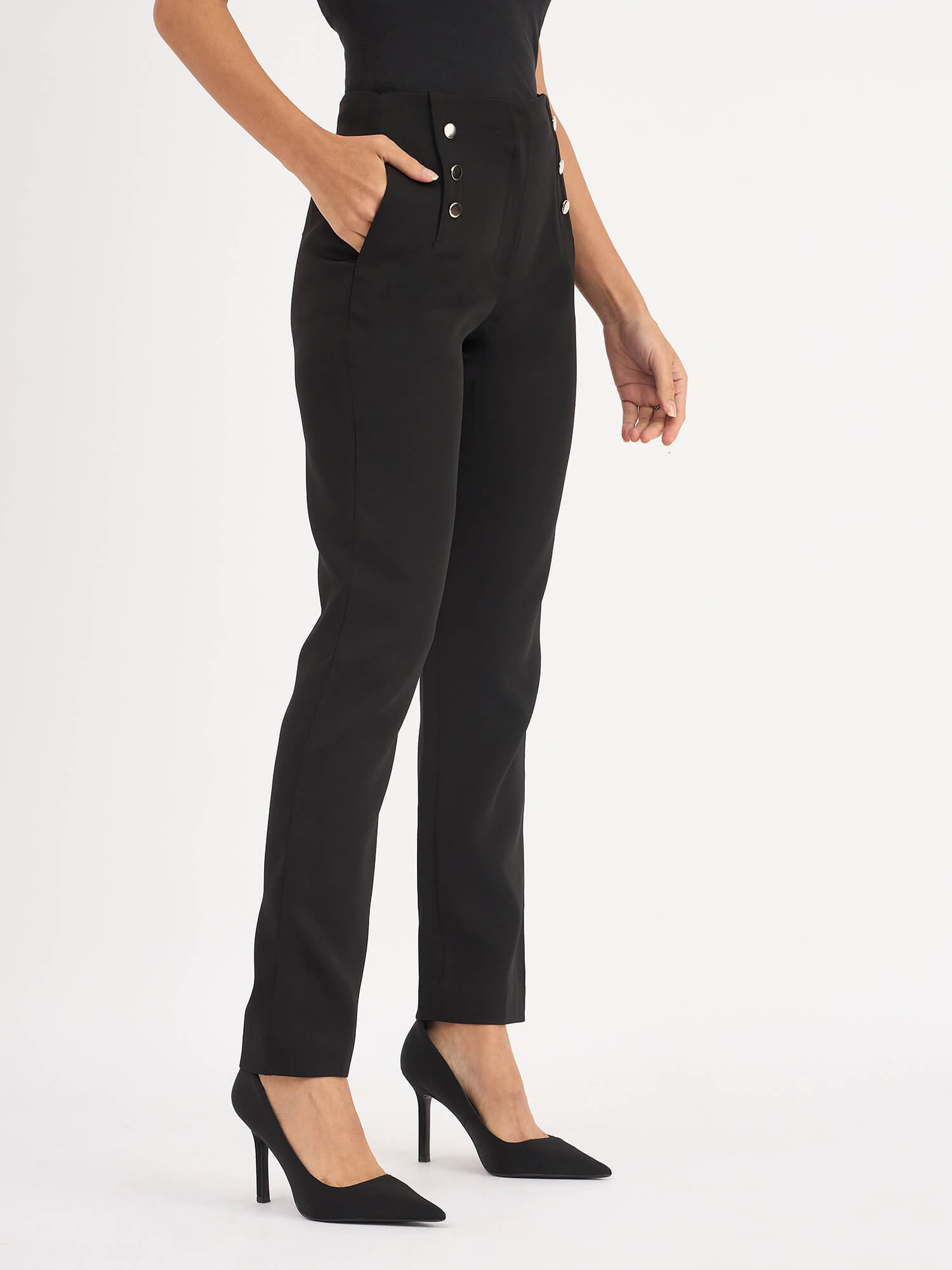 Adamant Embellished Slim Pants - Black - SALT Attire