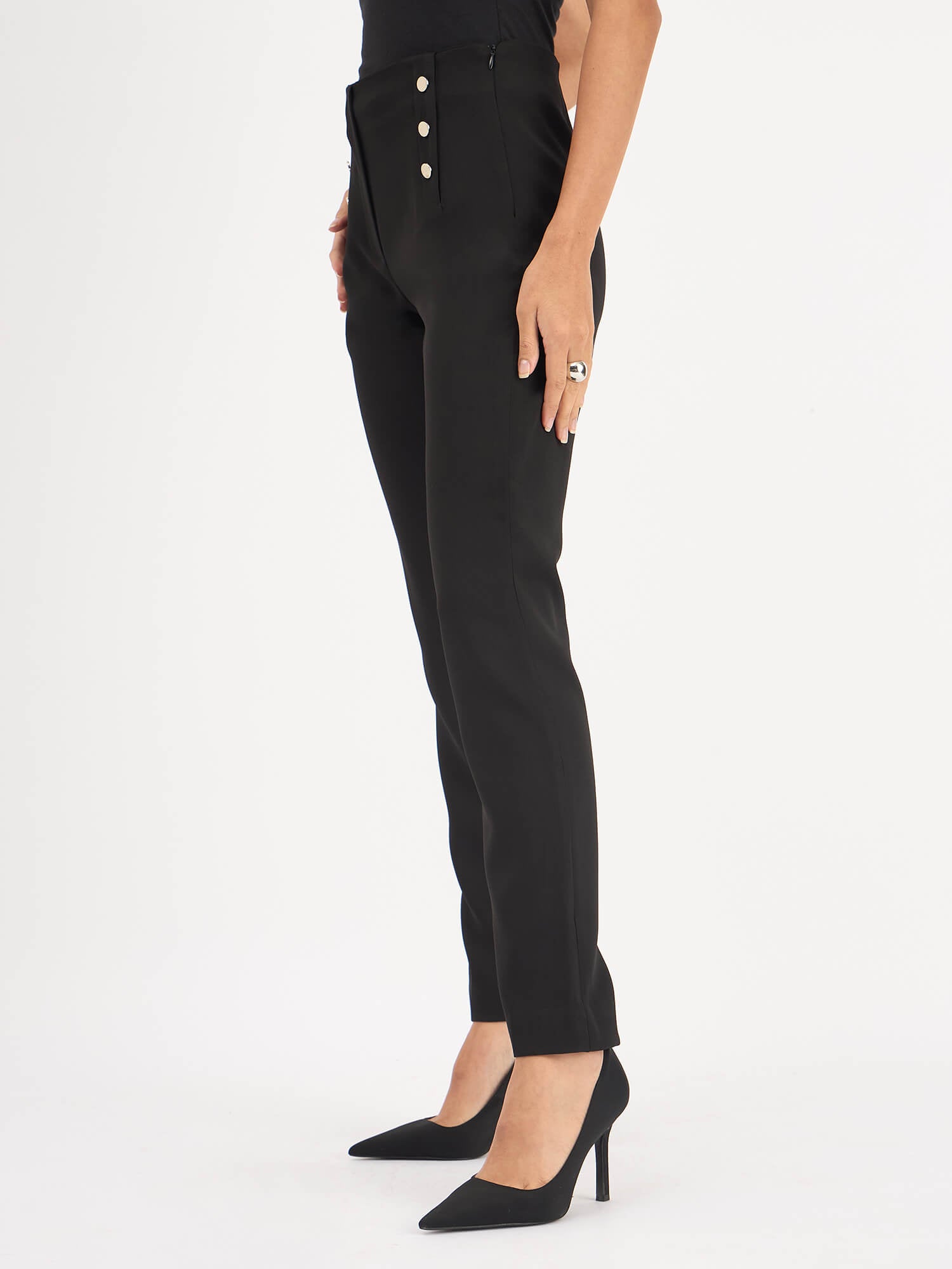 Adamant Embellished Slim Pants - Black - SALT Attire