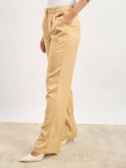 Sway Mid Rise Pleated Front Pants - Beige