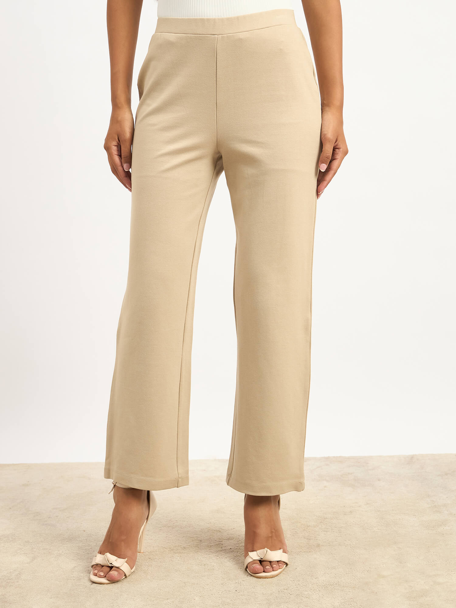 Airy Pull On Straight Jeggings - Beige