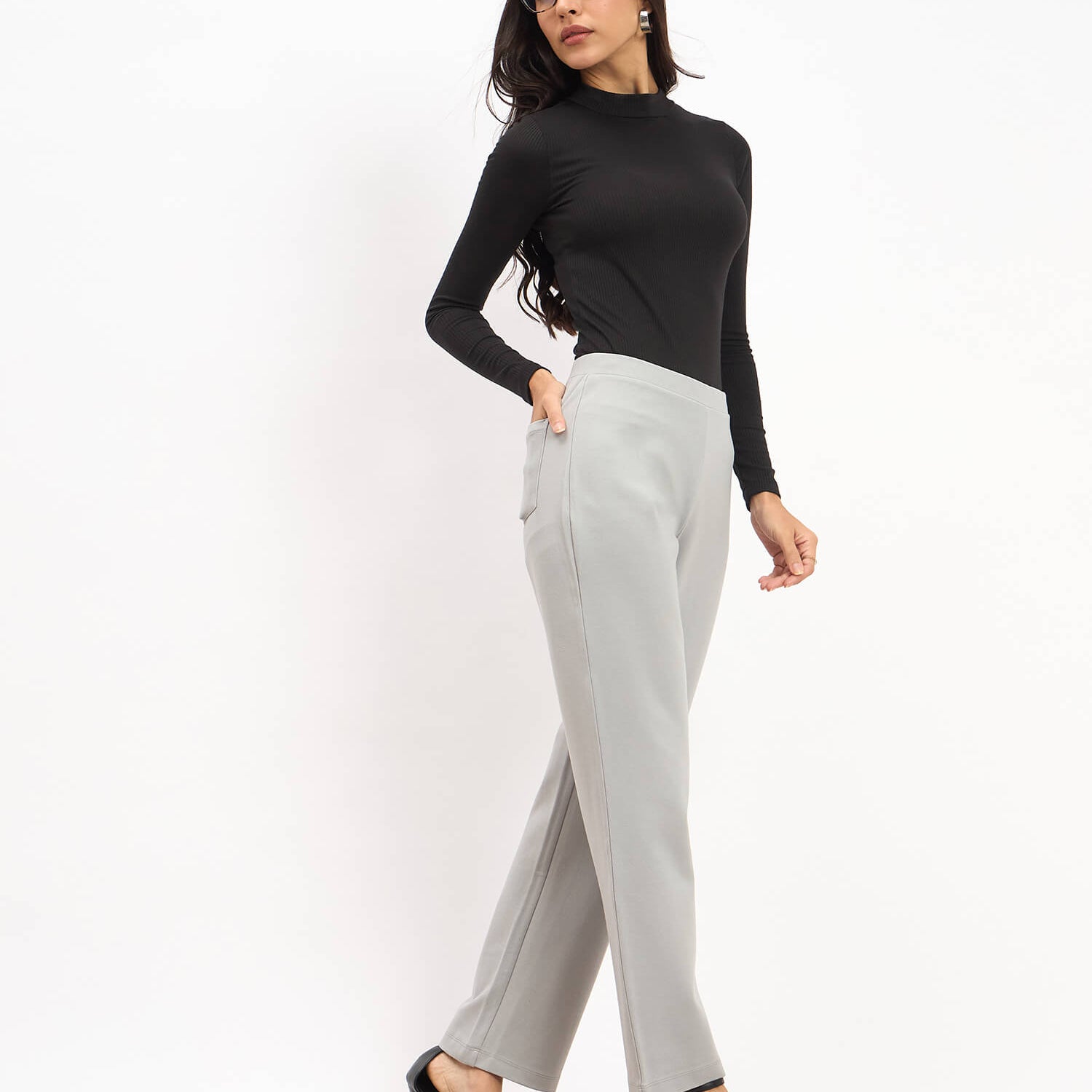 Airy Pull On Straight Jeggings - Grey