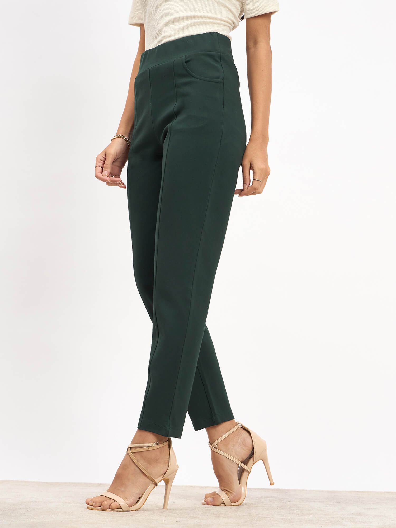 Flex Pull On Slim Jeggings - Dark Green