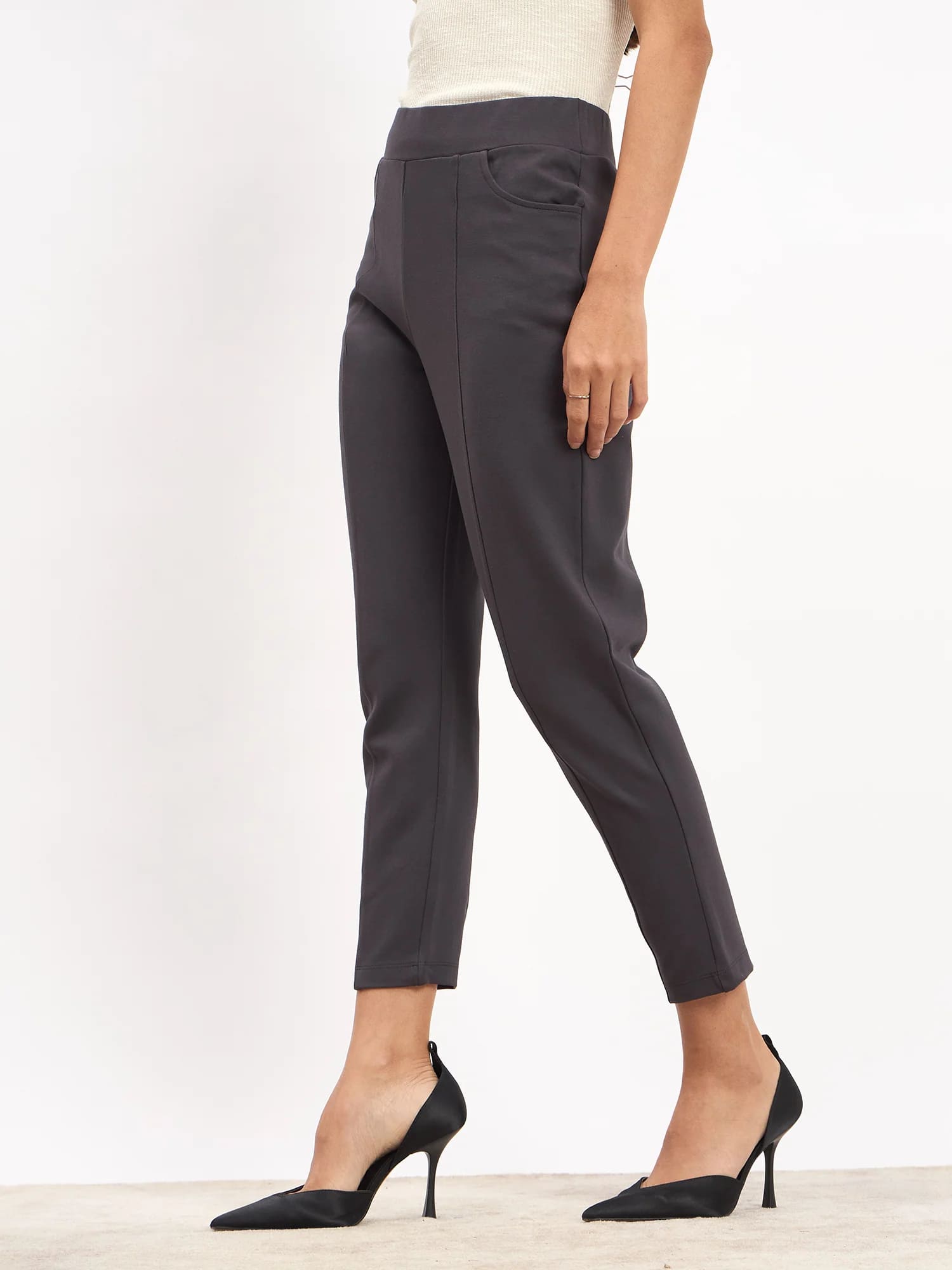 Flex Pull On Slim Jeggings - Dark Grey