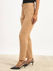 Ensait Mid Rise Slim Pants - Tan Brown