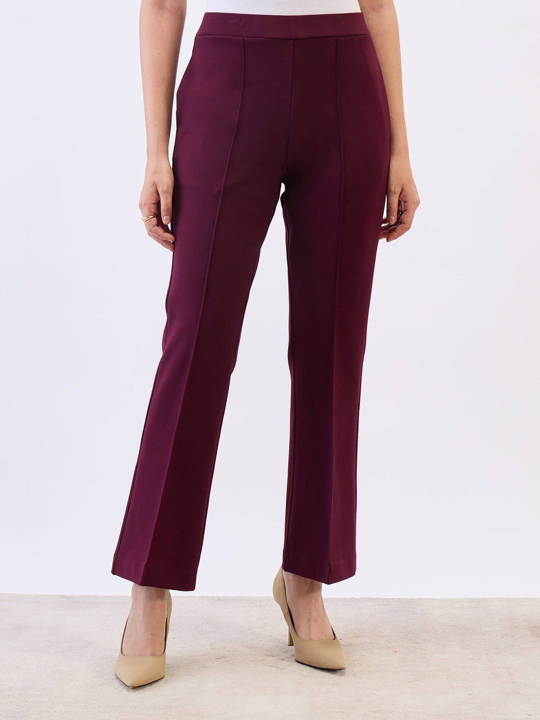 Limitless Bootcut Ponte Pants-Wine