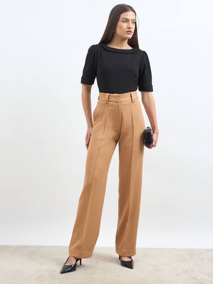 Quaint Straight High Rise Pants - Latte Brown