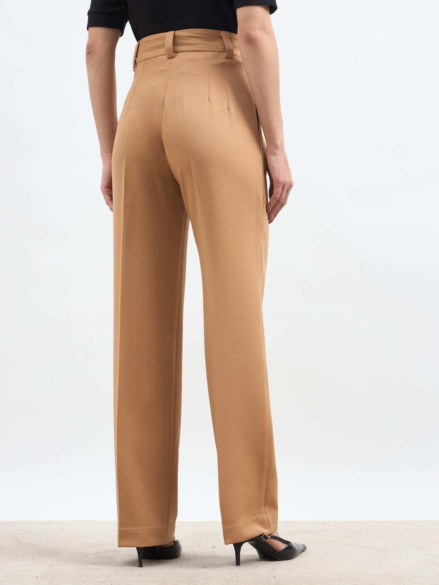 Quaint Straight High Rise Pants - Latte Brown