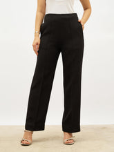 Determined High Rise Straight Trousers-Black