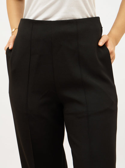 Determined High Rise Straight Trousers-Ink-Black