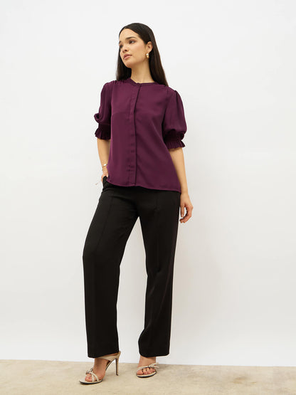 Determined High Rise Straight Trousers-Ink-Black