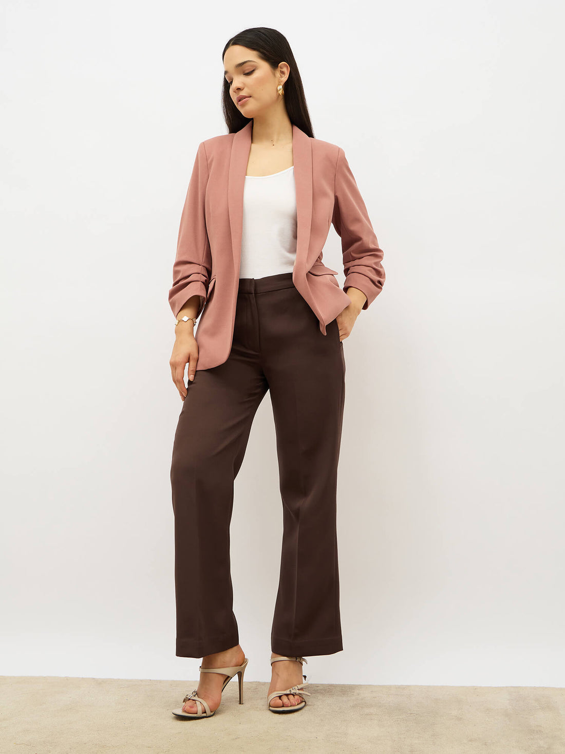 Tirana Mid Rise Straight Trousers-Chocolate Brown