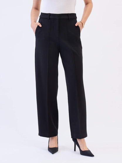 Effortless Straight Ponte Pants-Black