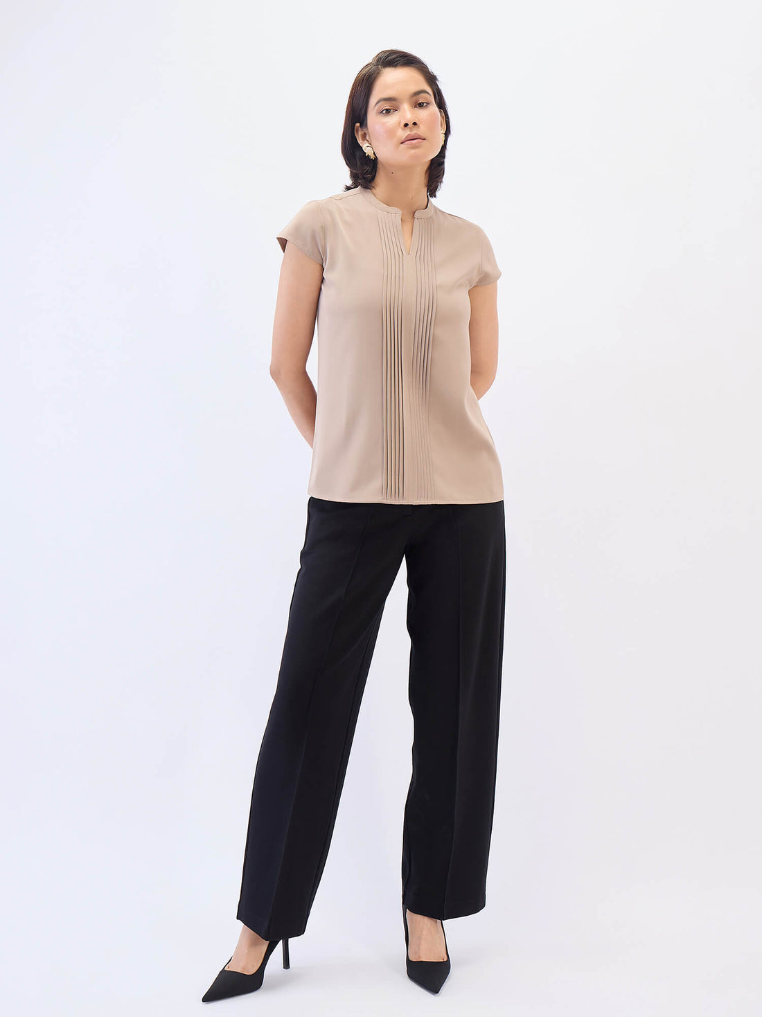 Effortless Straight Ponte Pants-Black