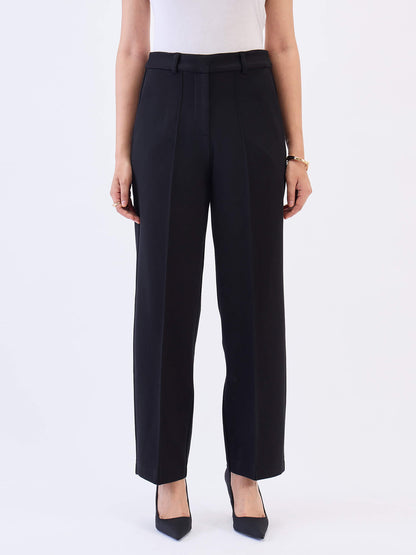 Effortless Straight Ponte Pants-Black