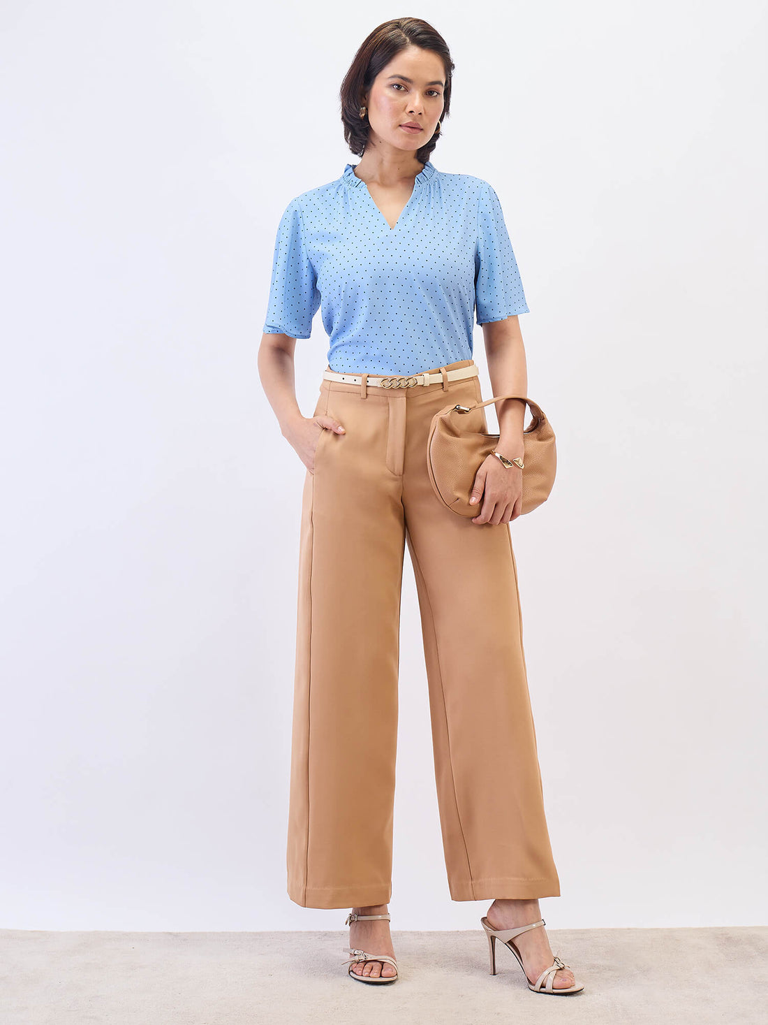 Suave Wide Leg Pants-Tan