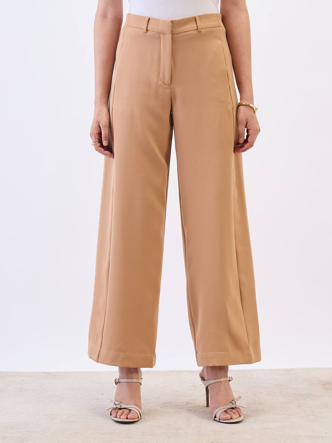 Suave Wide Leg Pants-Tan