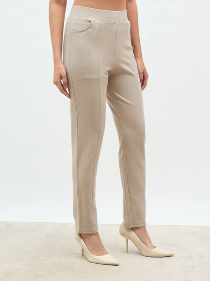 Flex Pull On Slim Jeggings-Taupe