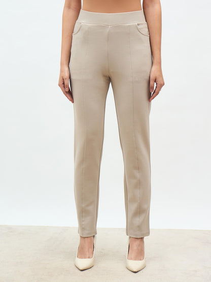 Flex Pull On Slim Jeggings-Taupe