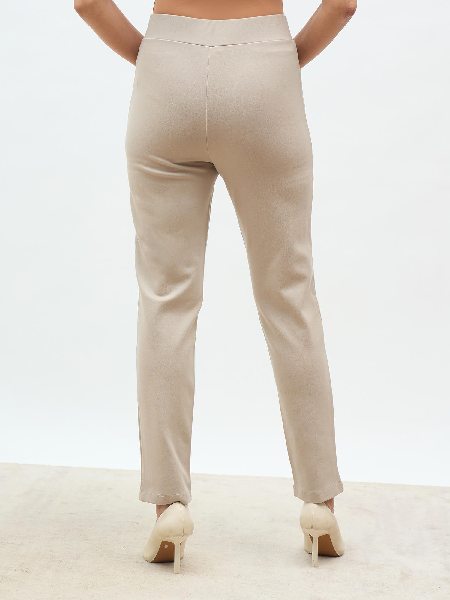 Flex Pull On Slim Jeggings-Taupe