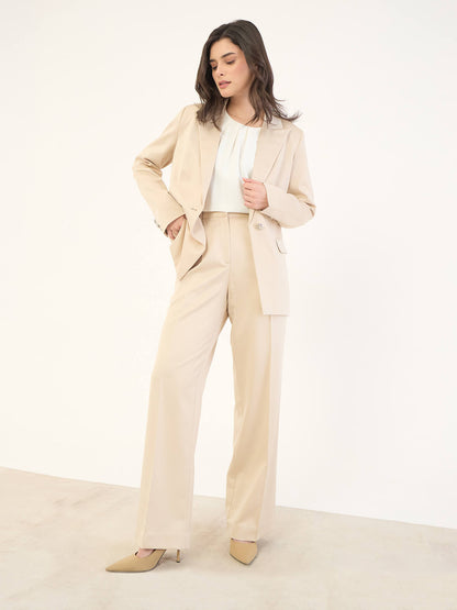 Sway Mid Rise Pleated Front Pants-Cream