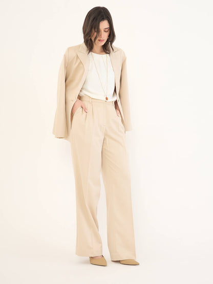 Sway Mid Rise Pleated Front Pants-Cream