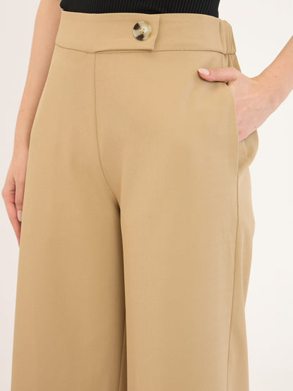 Malley High Rise Wide Leg Pants -Beige