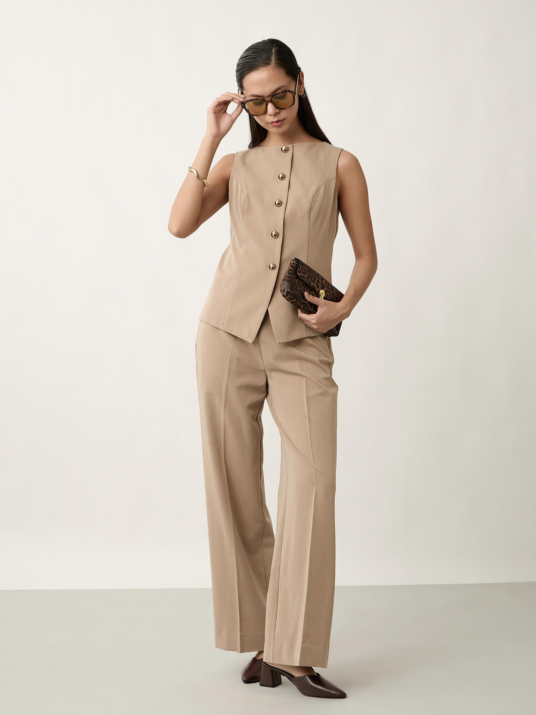 Tenacious Flared Leg Pants-Latte Beige