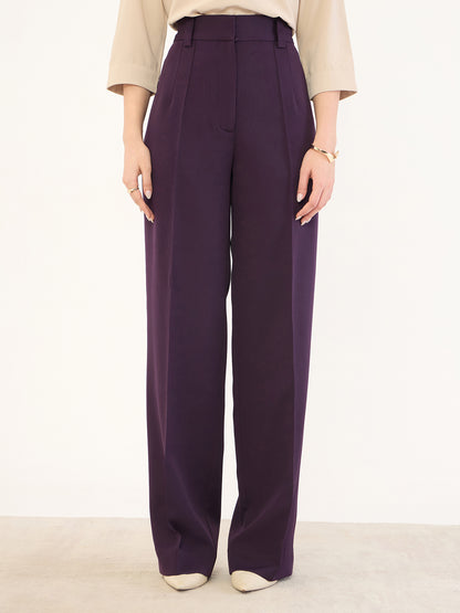Quaint Straight High Rise Pants-Purple