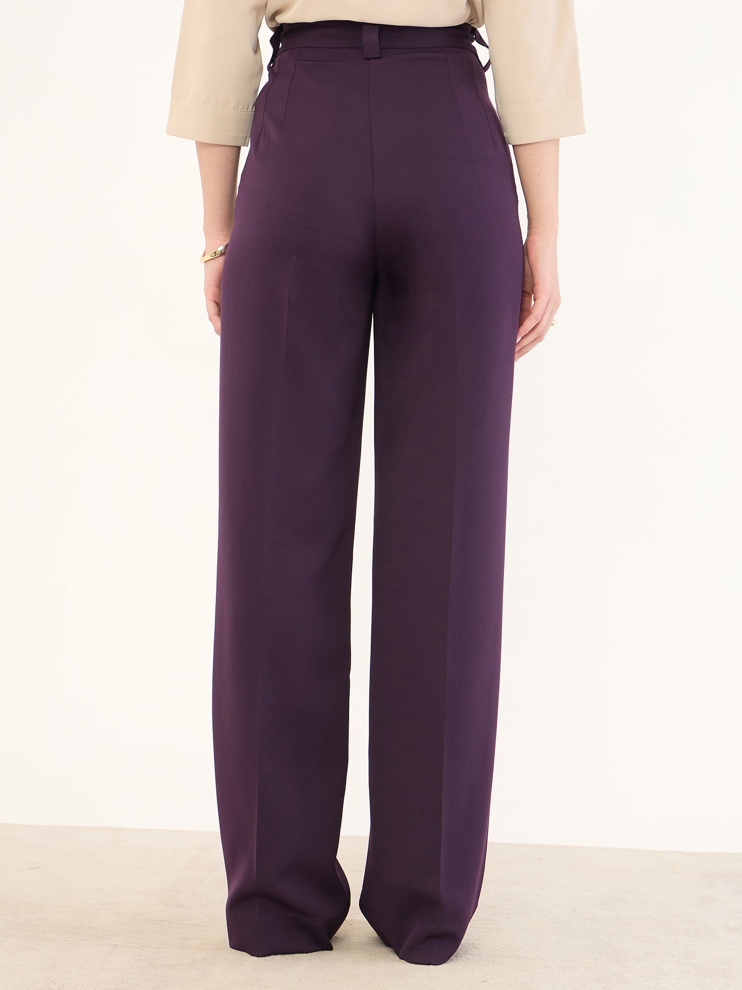 Quaint Straight High Rise Pants-Purple