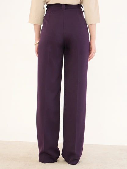 Quaint Straight High Rise Pants-Purple