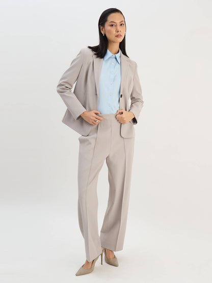 Determined High Rise Straight Trousers-Grey