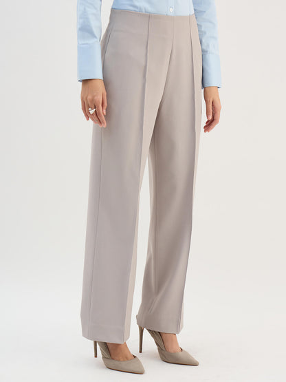 Determined High Rise Straight Trousers-Grey