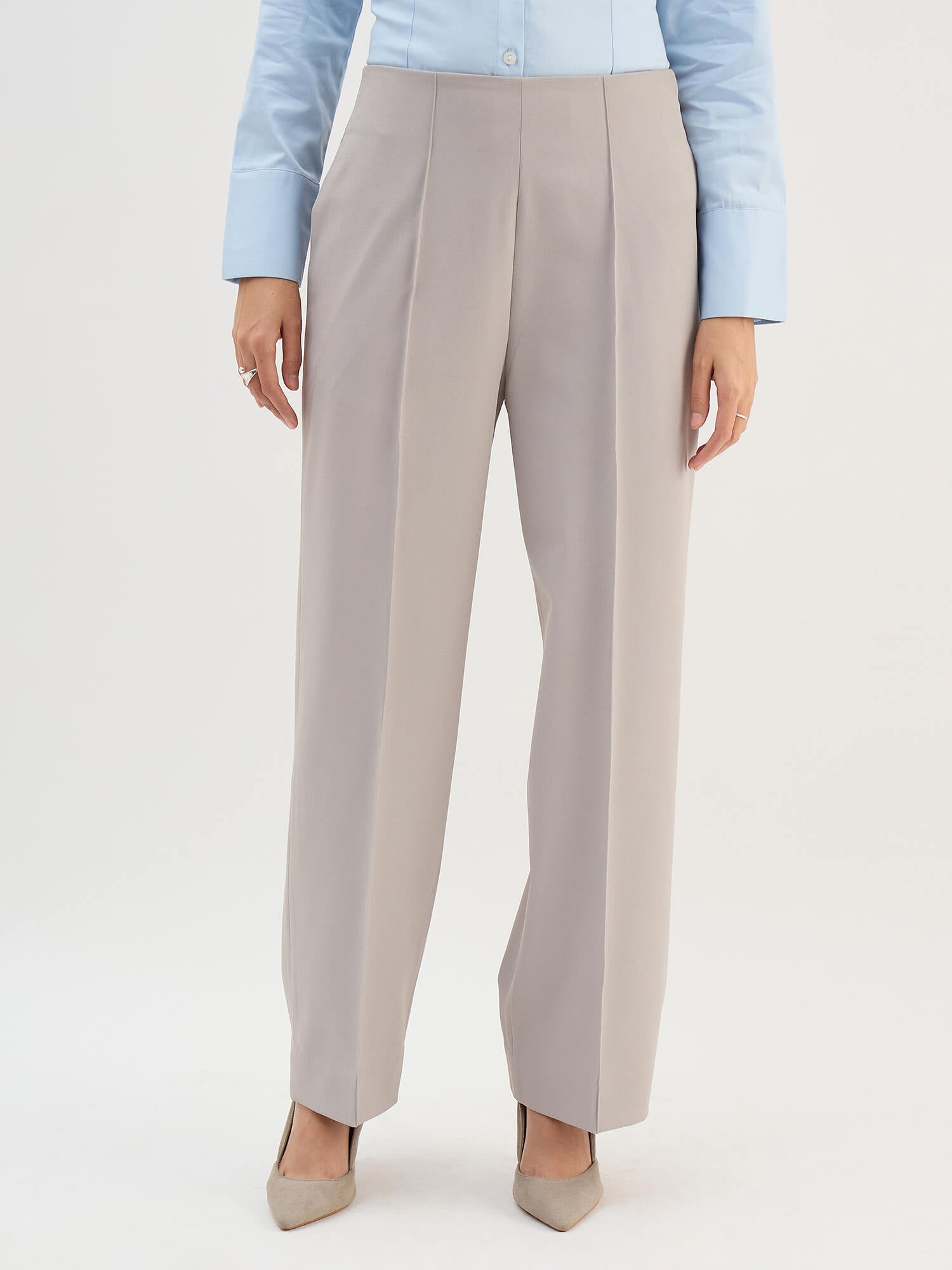 Determined High Rise Straight Trousers-Grey