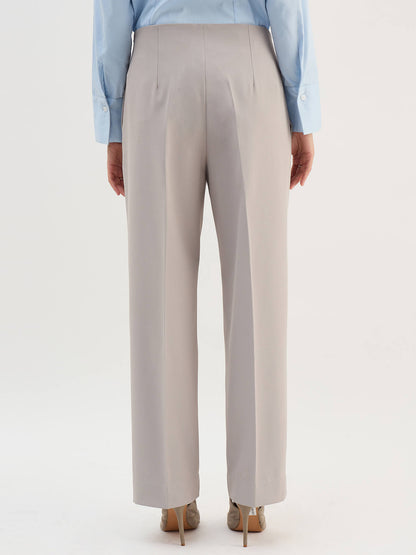 Determined High Rise Straight Trousers-Grey