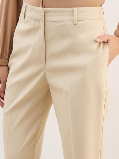 Elora Mid Rise Slim Pants-Ivory
