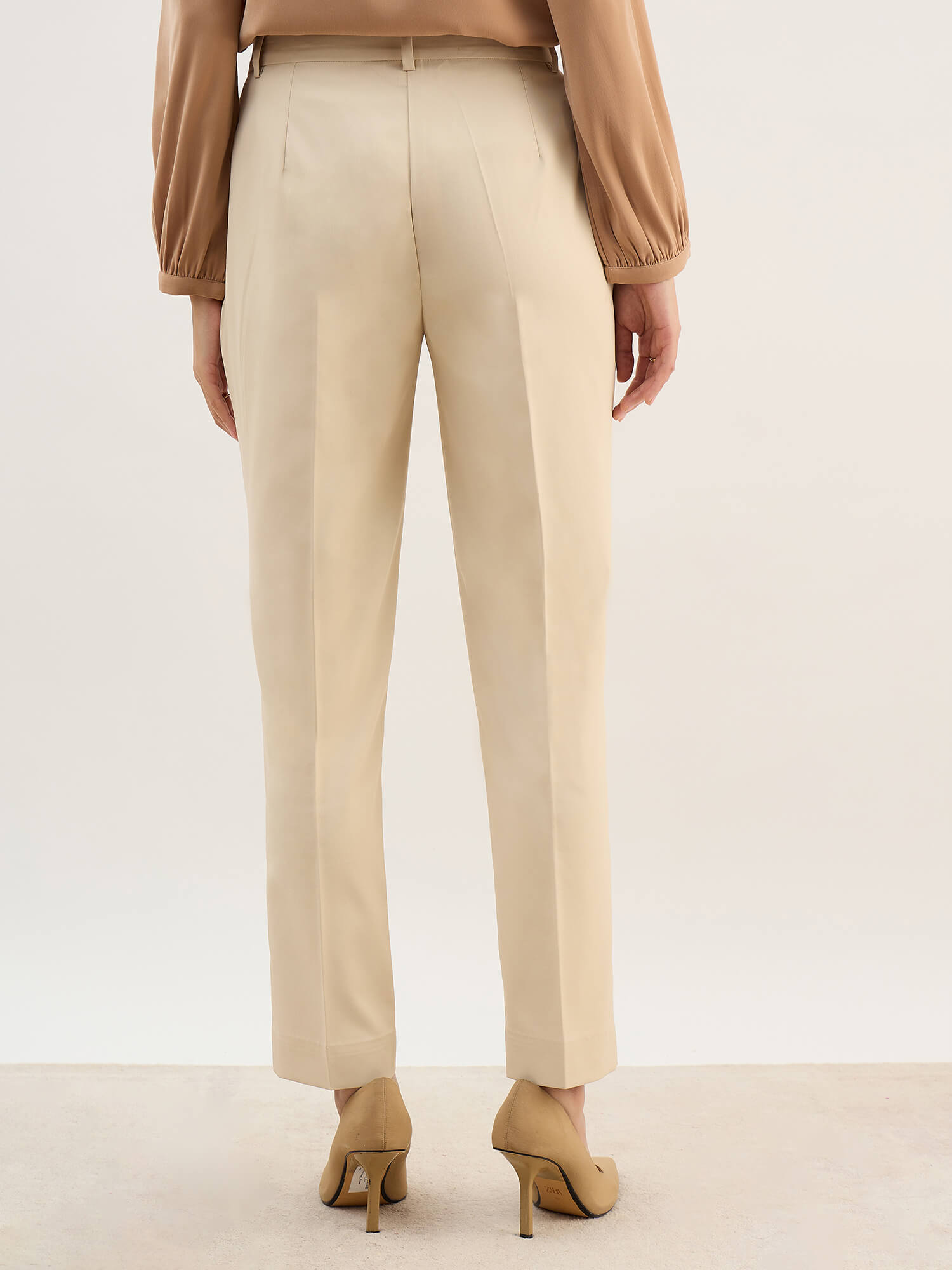 Elora Mid Rise Slim Pants-Ivory