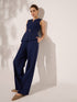 Quaint Straight High Rise Pants-Midnight Blue