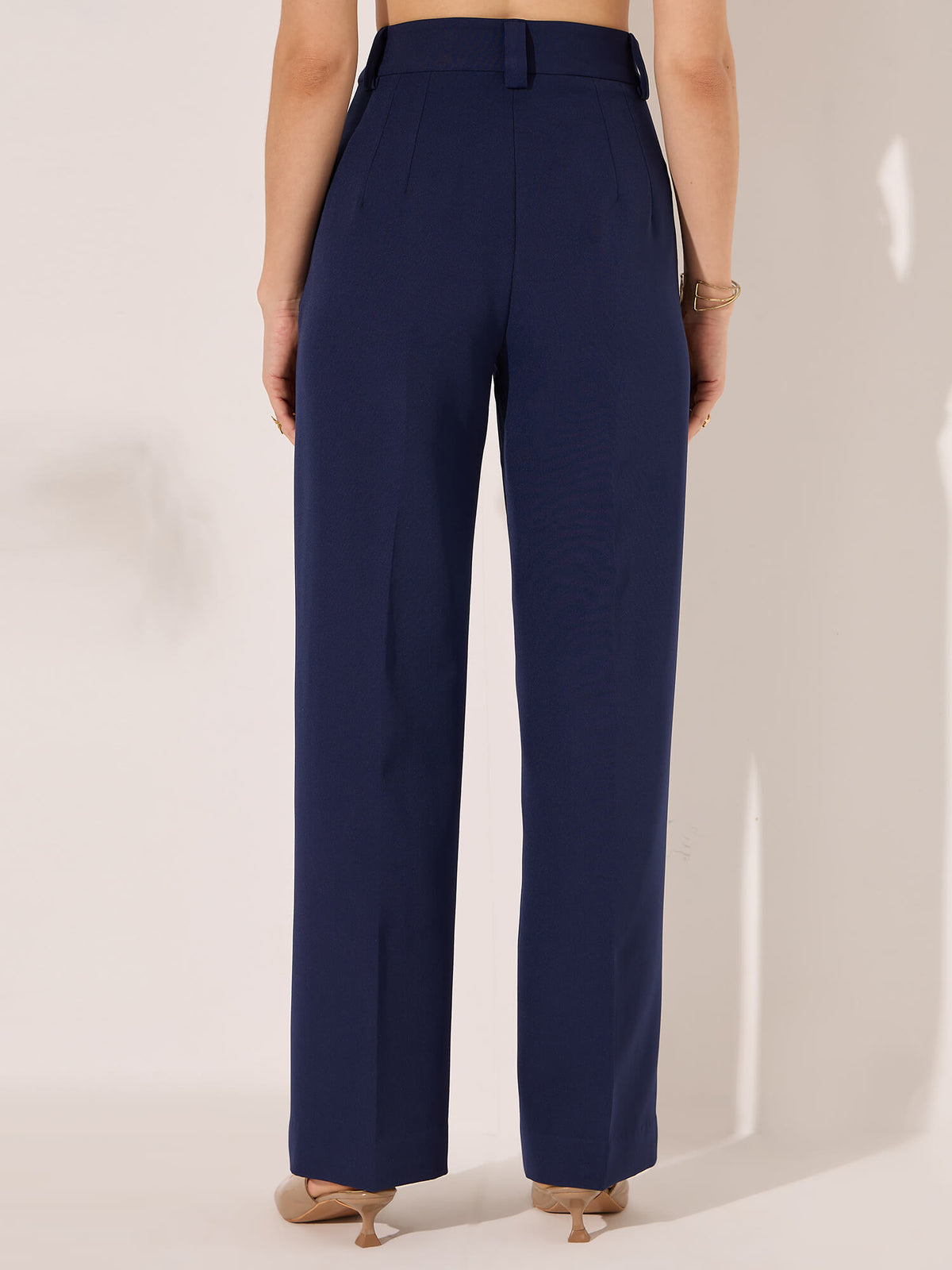 Quaint Straight High Rise Pants-Midnight Blue