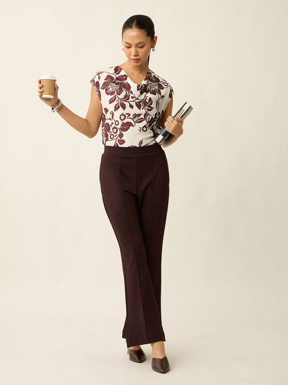 Limitless Bootcut Ponte Pants-Brown