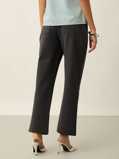 Cary Tab Detail Ponte Pants-Grey