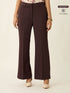 Courteous Flared Mid Rise Pants-Brown