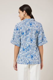 Tropez Notch collared shirt - Blue & White